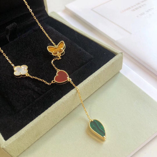 [BloomBling]LUCKY SPRING 4 MOTIFS ROSE GOLD NECKLACE