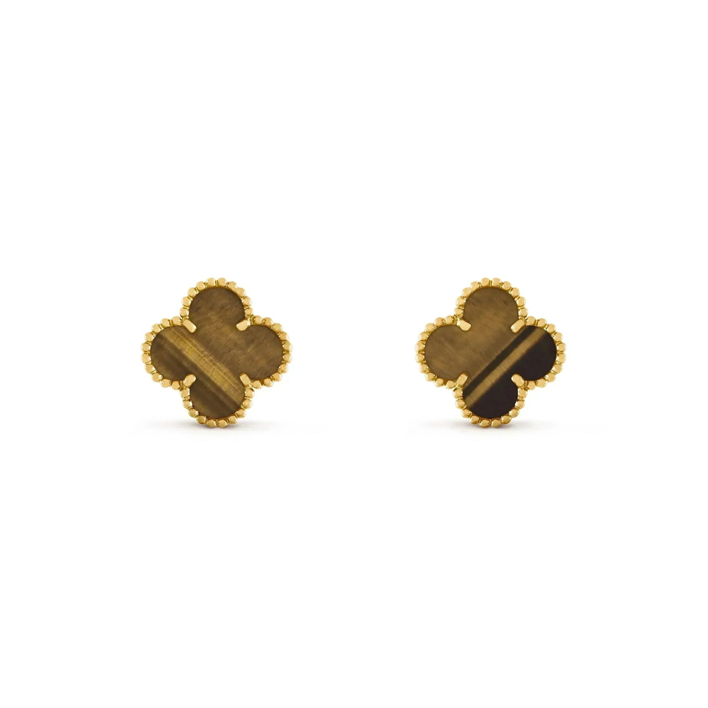 [BloomBling]CLOVER MEDIUM 1 MOTIFS TIGER EYE EARRINGS