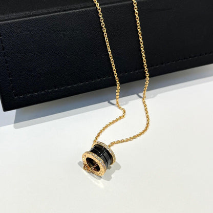 [BloomBling]ZERO 1 BLACK CERAMIC DIAMOND PINK GOLD NECKLACE